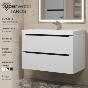Тумба под раковину Uperwood Tanos 80 см, подвесная, белая/графит в Первоуральске - pervouralsk.mebel24.online | фото 3
