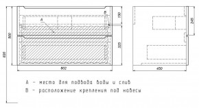 Тумба под раковину Uperwood Tanos 80 см, подвесная, белая/графит в Первоуральске - pervouralsk.mebel24.online | фото 7