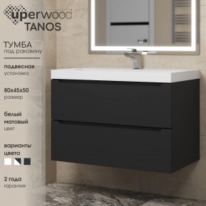 Тумба под раковину Uperwood Tanos 80 см, подвесная, черная матовая в Первоуральске - pervouralsk.mebel24.online | фото 3