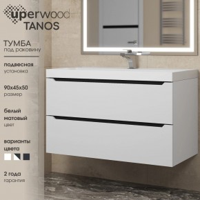 Тумба под раковину Uperwood Tanos 90 см, подвесная, белая/графит в Первоуральске - pervouralsk.mebel24.online | фото 3