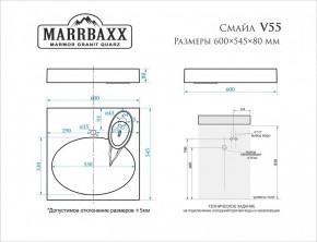 Умывальник над стиральной машиной (600*545*80) Смайл V55D1 (белый) с кронштейном без сифона (V55D1) в Первоуральске - pervouralsk.mebel24.online | фото 2